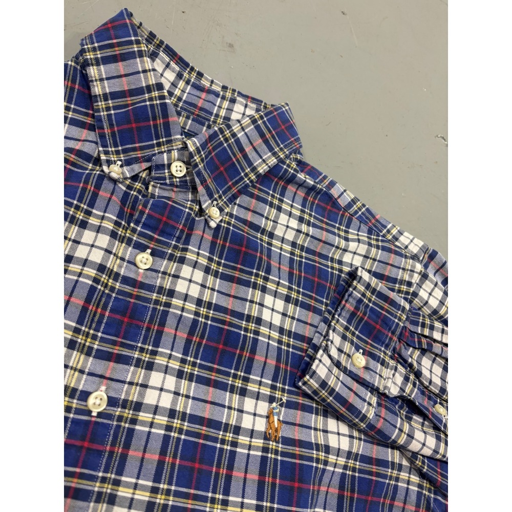 Polo Ralph Lauren Mens XL‎ Classic Fit Plaid Button Down Shirt Blue White Red